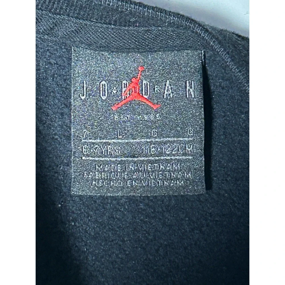 Air Jordan Sweatshirt Youth Large Black Pullover JumpMan Block Logo Boys 6-7 Yrs